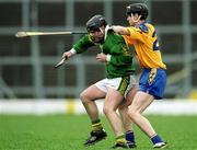 1 April 2001; Michael Slattery of Kerry is tackled by Brendan Hanley of Roscommon during the Allianz National Hurling League Division 2 match between Kerry and Roscommon at Fitzgerald Stadium in Killarney, Kerry. Photo by Brendan Moran/Sportsfile