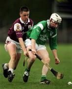 1 April 2001; Paul O'Grady of Limerick in action against Derek Hardiman of Galway during the Allianz National Hurling League Division 1A Round 4 match between Galway and Limerick at Duggan Park in Ballinasloe, Galway. Photo by Damien Eagers/Sportsfile