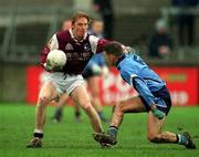 8 April 2001; Lorcan Colleran of Galway in action against Paul Casey of Dublin during the Allianz GAA National Football League Division 1A match between Dublin and Galway at Parnell Park in Dublin. Photo by Ray McManus/Sportsfile
