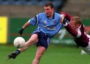 8 April 2001; Niall O'Donoghue of Dublin is tackled by Michael Comer of Galway during the Allianz GAA National Football League Division 1A match between Dublin and Galway at Parnell Park in Dublin. Photo by Aoife Rice/Sportsfile