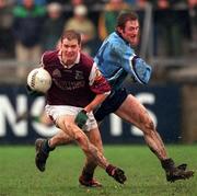 8 April 2001; Michael Donnellan of Galway in action against Coman Goggins of Dublin during the Allianz GAA National Football League Division 1A match between Dublin and Galway at Parnell Park in Dublin. Photo by Ray McManus/Sportsfile