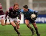 8 April 2001; Senan Connell of Dublin in action against Lorcan Colleran of Galway during the Allianz GAA National Football League Division 1A match between Dublin and Galway at Parnell Park in Dublin. Photo by Ray McManus/Sportsfile