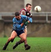 8 April 2001; Michael Casey of Dublin in action against Derek Savage of Galway during the Allianz GAA National Football League Division 1A match between Dublin and Galway at Parnell Park in Dublin. Photo by Ray McManus/Sportsfile