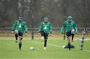 9 February 2016; Ireland's players, from left, Sean O'Brien, Eoin Reddan and Rory Best during squad training. Carton House, Maynooth, Co. Kildare. Photo by Sportsfile