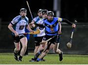 9 February 2016; Padraic Guinan, University College Dublin, in action against David Hennessy, Maynooth University. Independent.ie HE GAA Fitzgibbon Cup, Group A, Round 3, University College Dublin v Maynooth University. UCD, Belfield, Dublin. Picture credit: Sam Barnes / SPORTSFILE