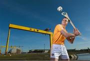 10 February 2016; Pictured at the Belfast launch of the 2016 Allianz Hurling League is Antrim’s Liam Watson. Antrim face Derry in the first round of Division 2 in Owenbeg, Co. Derry, on Sunday, February 14th, whilst Wexford will face Limerick in the opening round of the Allianz Hurling League Division 1 in the Gaelic Grounds, Limerick, this Saturday, February 13th. Harland & Wolf site, Belfast, Co. Antrim. Photo by Sportsfile