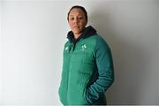 10 February 2016; Ireland's Sophie Spence poses for a portrait after an Ireland Women's Rugby Squad press conference. Maldron Hotel, Dublin Airport, Dublin. Picture credit: Brendan Moran / SPORTSFILE