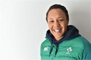 10 February 2016; Ireland's Sophie Spence poses for a portrait after an Ireland Women's Rugby Squad press conference. Maldron Hotel, Dublin Airport, Dublin. Picture credit: Brendan Moran / SPORTSFILE