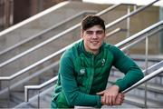 10 February 2016; Ireland's Jimmy O'Brien poses for a portrait after an Ireland U20 Rugby Squad press conference. Maldron Hotel, Dublin Airport, Dublin. Picture credit: Brendan Moran / SPORTSFILE
