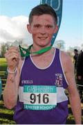 10 February 2016; Jack O'Leary, Clongowes Wood, poses with his medal after winning the Senior Boys 6000m at the GloHealth Leinster Schools' Cross Country. Santry Demesne, Dublin. Picture credit: Seb Daly / SPORTSFILE