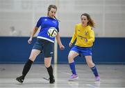 10 February 2016; Cadhla Gillen, DCU, in action against Eimear Fennell, WIT. WSCAI Futsal Finals. University of Limerick, Limerick. Picture credit: Diarmuid Greene / SPORTSFILE