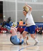 10 February 2016; Kellie Feeley, GMIT, in action against Michelle Cregg, AIT. WSCAI Futsal Finals. University of Limerick, Limerick. Picture credit: Diarmuid Greene / SPORTSFILE