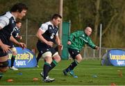 11 February 2016; Ireland's CJ Stander, centre, and Richardt Strauss in action during squad training. Carton House, Maynooth, Co. Kildare. Picture credit: Brendan Moran / SPORTSFILE
