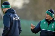 11 February 2016; Ireland head coach Joe Schmidt, right, with Jonathan Sexton during squad training. Carton House, Maynooth, Co. Kildare. Picture credit: Brendan Moran / SPORTSFILE