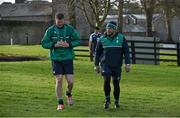 11 February 2016; Ireland's Donnacha Ryan, left, and scrum coach Greg Feek arrive for squad training. Carton House, Maynooth, Co. Kildare. Picture credit: Brendan Moran / SPORTSFILE