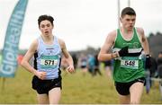 11 February 2016; Darragh McElhinney, left, Colaiste Pobail Bheanntrai, and Charlie O'Donovan, right, Colaiste Chroist Ri, in action during the Intermediate Boys event. GloHealth Munster Schools Cross Country, Tramore Valley Park, Cork City. Picture credit: Seb Daly / SPORTSFILE