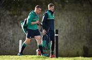 11 February 2016; Ireland's Tommy O'Donnell, left, and forwards coach Simon Easterby arrive for squad training. Carton House, Maynooth, Co. Kildare. Picture credit: Brendan Moran / SPORTSFILE