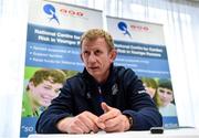 11 February 2016; Leinster Rugby head coach Leo Cullen at a press conference during a visit to Tallaght Hospital to see at first hand the work being doing in the Centre for Cardiac Risk in Younger Persons following a press conference. Contemplative Room, Tallaght Hospital, Tallaght, Dublin. Picture credit: Ray McManus / SPORTSFILE