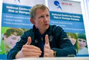 11 February 2016; Leinster Rugby head coach Leo Cullen at a press conference during a visit to Tallaght Hospital to see at first hand the work being doing in the Centre for Cardiac Risk in Younger Persons following a press conference. Contemplative Room, Tallaght Hospital, Tallaght, Dublin. Picture credit: Ray McManus / SPORTSFILE