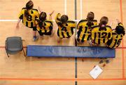 10 December 2009; Mary Immaculate Lisdoonvarna, Clare, players leave the bench during their game against St Brigid's Convent of Mercy Tuam, Galway. VAI Schools Senior Volleyball Finals 2009, Senior Girls 'C' Final, UCD Sports Centre, Belfield, Dublin. Picture credit: Stephen McCarthy / SPORTSFILE