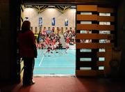 10 December 2009; A steward watches on during the match between St Brigids Loughrea, Galway, and Vocational School Drumshanbo, Leitrim. VAI Schools Senior Volleyball Finals 2009, Senior Boys 'A' Final, UCD Sports Centre, Belfield, Dublin. Picture credit: Stephen McCarthy / SPORTSFILE