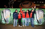 11 December 2009; Munster supporters John and Eoin McDonagh, Adrian Hanrahan, Damien and Moloney, from Cork, ahead of their side's Heineken Cup match against Perpignan. Thomond Park, Limeirck. Picture credit: Stephen McCarthy / SPORTSFILE