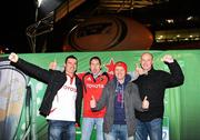 11 December 2009; Munster supporters Wille Joe Leen, Ned Flahive, Colm Horgan and Alan O'Halorahan, from Ballyheigue, Co. Kerry, ahead of their side's Heineken Cup match against Perpignan. Thomond Park, Limeirck. Picture credit: Stephen McCarthy / SPORTSFILE