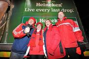 11 December 2009; Munster supporters, from left, Paul and Laura Kilbridge from Ardnacrusha, Co. Clare, and Siobhan and Jerry O'Callaghan from Clonlara, Co. Clare, ahead of their side's Heineken Cup match against Perpignan. Thomond Park, Limeirck. Picture credit: Diarmuid Greene / SPORTSFILE