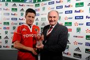 11 December 2009; Ronan O'Gara, Munster, is presented with his Heineken Man of the Match award by Pat Maher, National Sponsorship and Events Manager, Heineken Ireland. Heineken Cup Pool 1 Round 3, Munster v Perpignan, Thomond Park, Limerick. Picture credit: Stephen McCarthy / SPORTSFILE