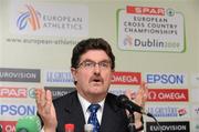 12 December 2009; John Foley, Chief Executive, Athletics Ireland, speaking during a Press Conference ahead of the 16th SPAR European Cross Country Championships. Crowne Plaza Hotel, Santry, Co. Dublin. Picture credit: Brendan Moran / SPORTSFILE       *** Local Caption ***
