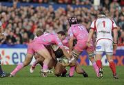 12 December 2009; Ian Whitten, Ulster, in action against Anthony Burban, Stade Francais. Heineken Cup, Pool 4, Round 3, Ulster v Stade Francais, Ravenhill Park, Belfast, Co. Antrim. Picture credit: Oliver McVeigh / SPORTSFILE