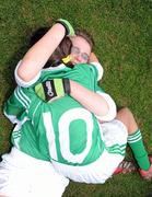 12 December 2009; Kirsty Doran, no. 10, St. Laurence O’Toole’s celebrates with team-mate Lauren Lawless at the end of the game. Allianz Cumann na mBunscol Finals, Corn Uí Shuíocháin, St. Laurence O’Toole’s v Our Lady of Consolation, Donnycarney, Croke Park, Dublin. Photo by Sportsfile  *** Local Caption ***