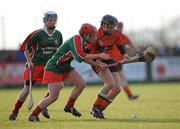 13 December 2009; Paula McCloy, Lavey, in action against Siobhan Kavanagh and Mary Claire Dunphy, left, St. Anne's Dunhill. All-Ireland Junior Camogie Club Championship Final Replay, Lavey, Derry, v St. Anne's Dunhill, Waterford, Donaghmore, Ashbourne, Co. Meath. Picture credit: Brian Lawless / SPORTSFILE