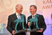 14 December 2009; John Oxx, left, winner of the Irish Horse racing Flat award, with Michael Kinane, winner of the Contribution to the Industry award, at the Irish Horse Racing Awards for 2009. The Pavillion, Leopardstown Racecouse, Dublin. Picture credit: David Maher / SPORTSFILE