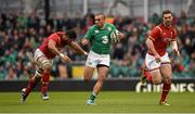 7 February 2016; Simon Zebo, Ireland, in action against Taulupe Faletau, left, and George North, Wales. RBS Six Nations Rugby Championship 2016, Ireland v Wales. Aviva Stadium, Lansdowne Road, Dublin. Picture credit: Stephen McCarthy / SPORTSFILE
