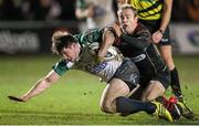 11 February 2016; AJ MacGinty, Connacht, is tackled by Sarel Pretorius, Newport Gwent Dragons. Guinness PRO12 Round 14, Newport Gwent Dragons v Connacht. Rodney Parade, Newport, Wales. Picture credit: Gareth Everett / SPORTSFILE