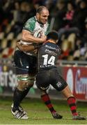 11 February 2016; George Naoupu, Connacht, is tackled by Ashton Hewitt, Newport Gwent Dragons. Guinness PRO12 Round 14, Newport Gwent Dragons v Connacht. Rodney Parade, Newport, Wales. Picture credit: Gareth Everett / SPORTSFILE