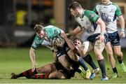 11 February 2016; Matt Healy, Connacht, is tackled by Elliot Dee, Newport Gwent Dragons. Guinness PRO12 Round 14, Newport Gwent Dragons v Connacht. Rodney Parade, Newport, Wales. Picture credit: Chris Fairweather / SPORTSFILE