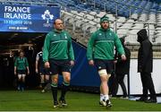 12 February 2016; Ireland's Rory Best, left, and Sean O'Brien arrive for the captain's run. Ireland Rugby Captain's Run. Stade de France, Saint Denis, Paris, France. Picture credit: Ramsey Cardy / SPORTSFILE