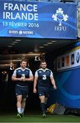 12 February 2016; Ireland's Jack McGrath, left, and James Cronin arrive for the captain's run. Ireland Rugby Captain's Run. Stade de France, Saint Denis, Paris, France. Picture credit: Ramsey Cardy / SPORTSFILE