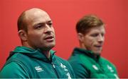 12 February 2016; Ireland captain Rory Best, left, and forwards coach Simon Easterby during a press conference. Ireland Rugby Press Conference. Stade de France, Saint Denis, Paris, France. Picture credit: Ramsey Cardy / SPORTSFILE