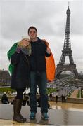 12 February 2016; Ireland supporters Deirdre Hennessy, from Clonakilty, Cork, and Mike O'Neill, from Aghada, Cork, at the Eiffel Tower in Paris ahead of their side's RBS Six Nations Rugby Championship match against France on Saturday. Eiffel Tower, Paris, France. Picture credit: Ramsey Cardy / SPORTSFILE