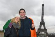 12 February 2016; Ireland supporters Deirdre Hennessy, from Clonakilty, Cork, and Mike O'Neill, from Aghada, Cork, at the Eiffel Tower in Paris ahead of their side's RBS Six Nations Rugby Championship match against France on Saturday. Eiffel Tower, Paris, France. Picture credit: Ramsey Cardy / SPORTSFILE