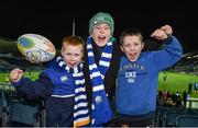 12 February 2016; Leinster supporters Jack, Conor and Joe Manifold, from Donard, Co. Wicklow, at the game. Guinness PRO12, Round 14, Leinster v Zebre, RDS Arena, Ballsbridge, Dublin. Picture credit: Matt Browne / SPORTSFILE