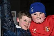 12 February 2016; Leinster supporters Harry Thorpe, age 8, and Adam Nolan, age 8, from Rathangan, Co. Kildare at the game. Guinness PRO12, Round 14, Leinster v Zebre, RDS Arena, Ballsbridge, Dublin. Picture credit: Cody Glenn / SPORTSFILE