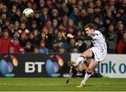 12 February 2016; Paddy Jackson, Ulster, kicks a second half penalty. Guinness PRO12, Round 14, Ulster v Glasgow. Kingspan Stadium, Ravenhill Park, Belfast. Picture credit: Oliver McVeigh / SPORTSFILE