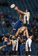 12 February 2016; Marco Bortolami, Zebre, wins a lineout contested by Ross Molony, Leinster. Guinness PRO12, Round 14, Leinster v Zebre, RDS Arena, Ballsbridge, Dublin. Picture credit: Cody Glenn / SPORTSFILE