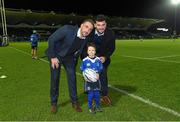 12 February 2016; Leinster match day mascots Culainn O'Keeffe with Leinster's Jack Conan and Mick Kearney at the Guinness PRO12, Round 14, clash between Leinster and Zebre at the RDS Arena, Ballsbridge, Dublin. Picture credit: Stephen McCarthy / SPORTSFILE
