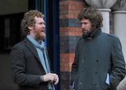 15 December 2009; Pictured at the Memorial Mass in memory of Eunice Kennedy Shriver were Glen Hansard, left, and Liam O’Maonlai. Memorial Mass in memory of Eunice Kennedy Shriver, University Church, St. Stephen's Green, Dublin. Picture credit: David Maher / SPORTSFILE
