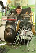 17 December 2009; Padraig Harrington pictured at his home with clubs and equipment which is to be sold in Dundrum Shopping Centre this Saturday to raise funds for GOAL. Rathmichael, Dublin. Picture credit: Pat Murphy / SPORTSFILE